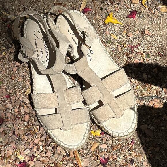 Gairno Suede Leather Wedge Sandals Size 7.5 Handmade in Spain - Picture 1 of 4